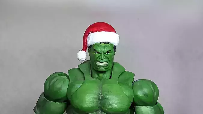 Santa Head accessory for my HULK  3D printed action figure  3D print model