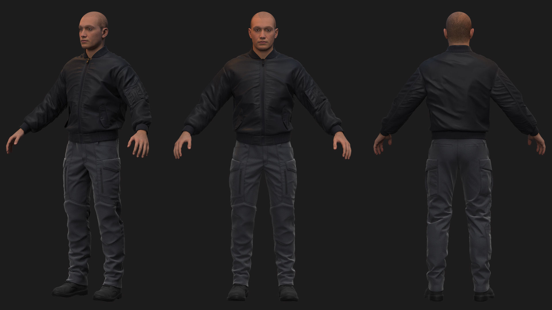 Tactical outfit Bomber jacket Pant Marvelous Designer Clo 3D 3D model_1