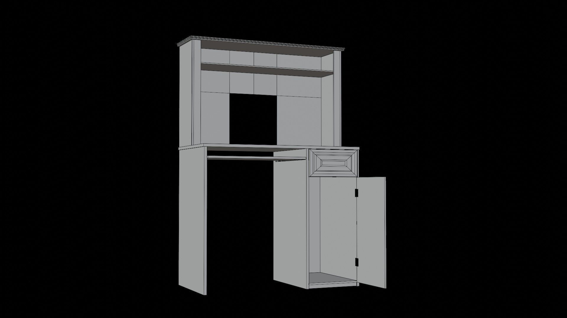 Early 2000s Computer Desk Low-poly 3D model_2