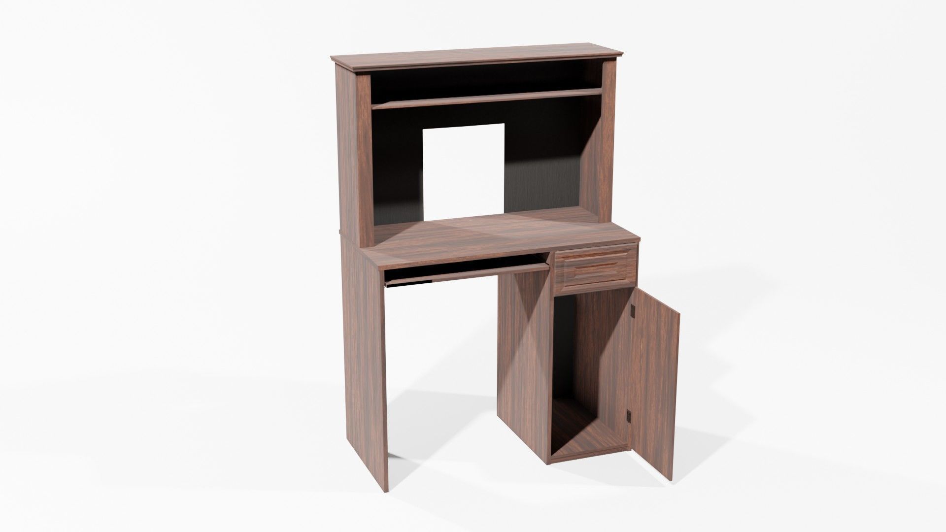 Early 2000s Computer Desk Low-poly 3D model_3