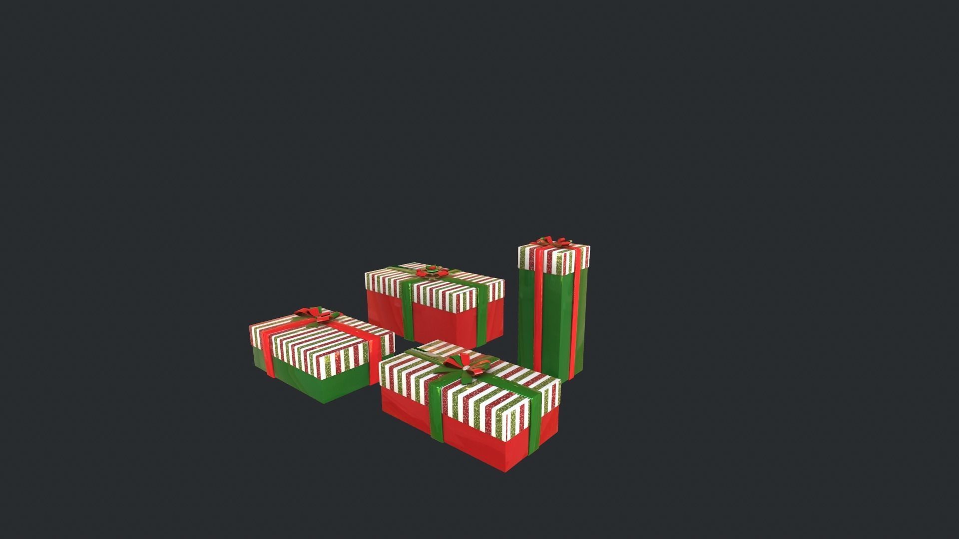 Gift boxes New Year pack 3D model_12