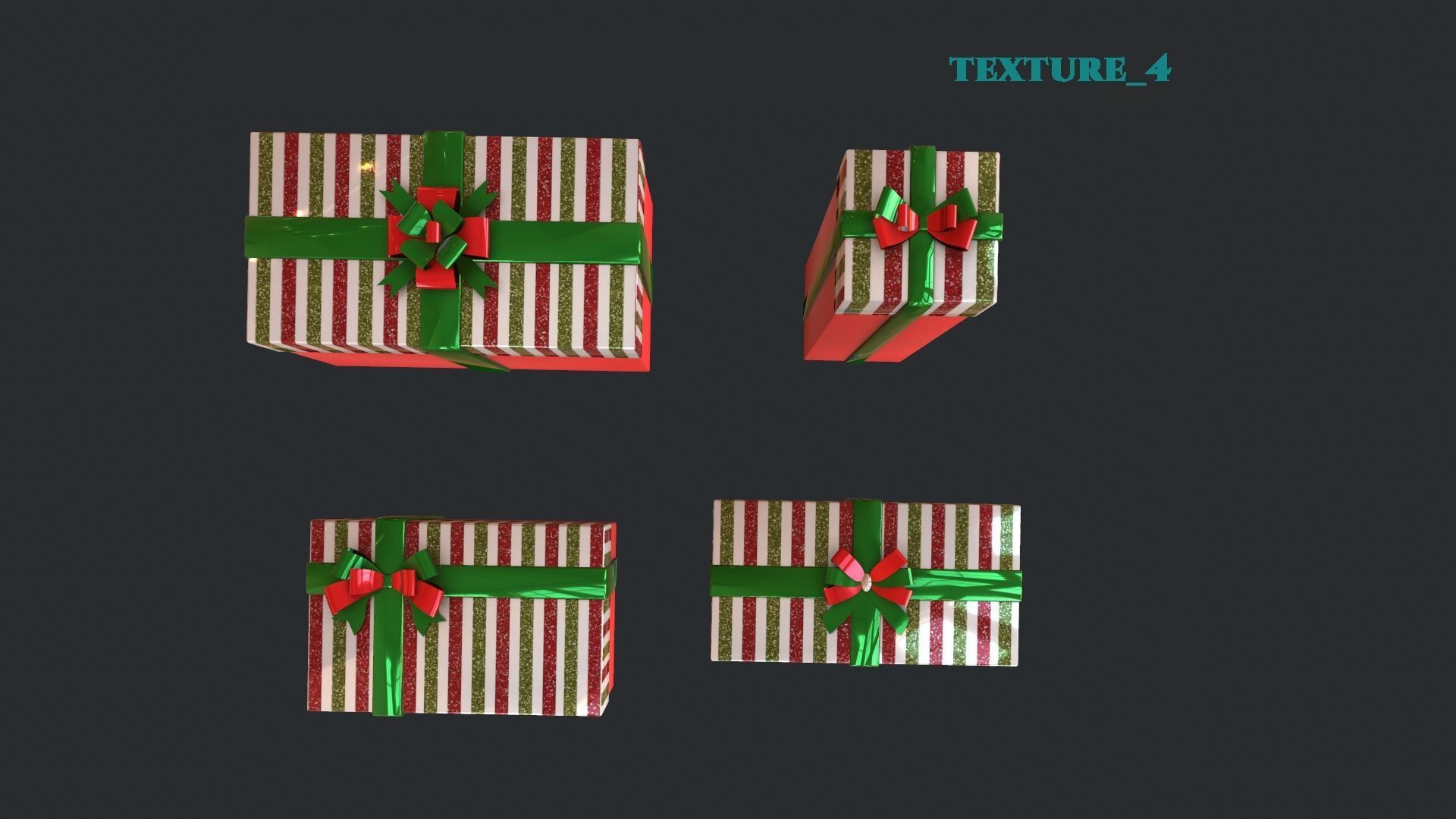 Gift boxes New Year pack 3D model_6