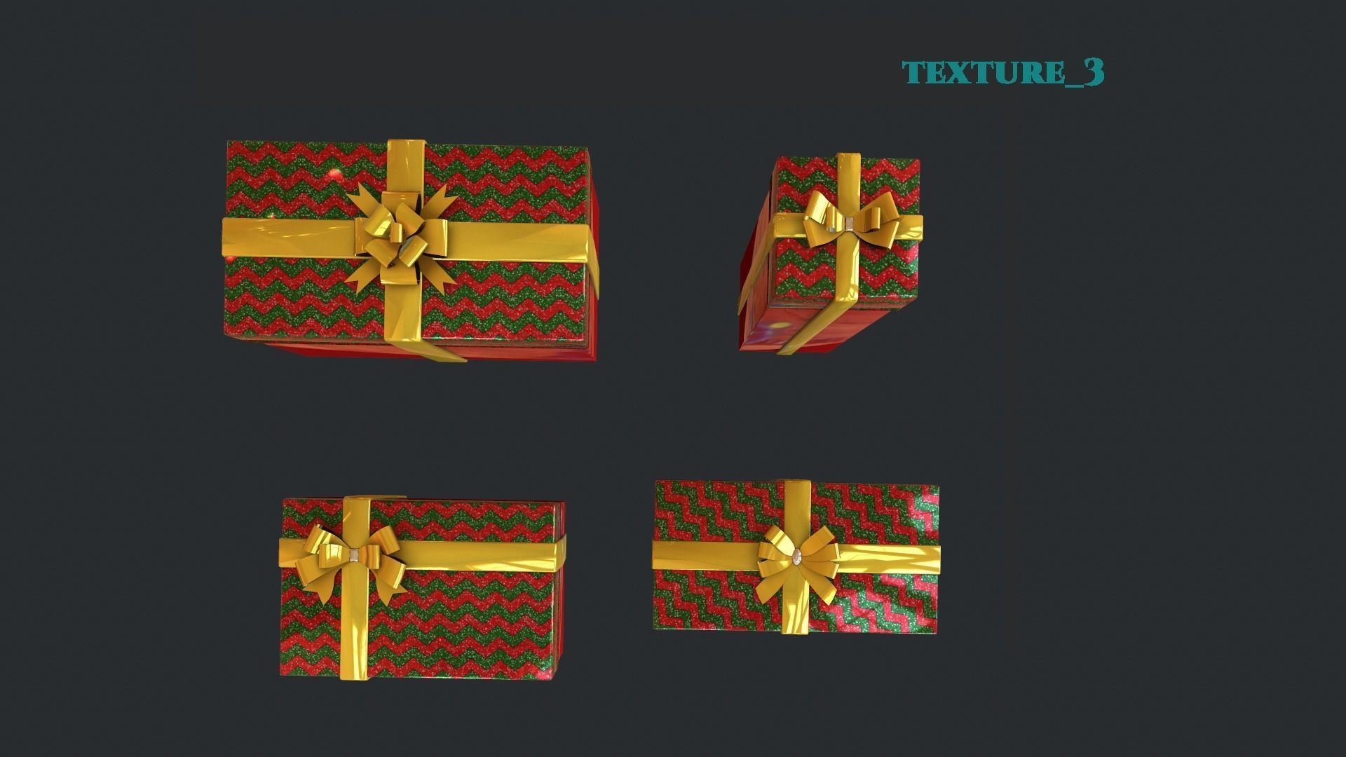 Gift boxes New Year pack 3D model_5