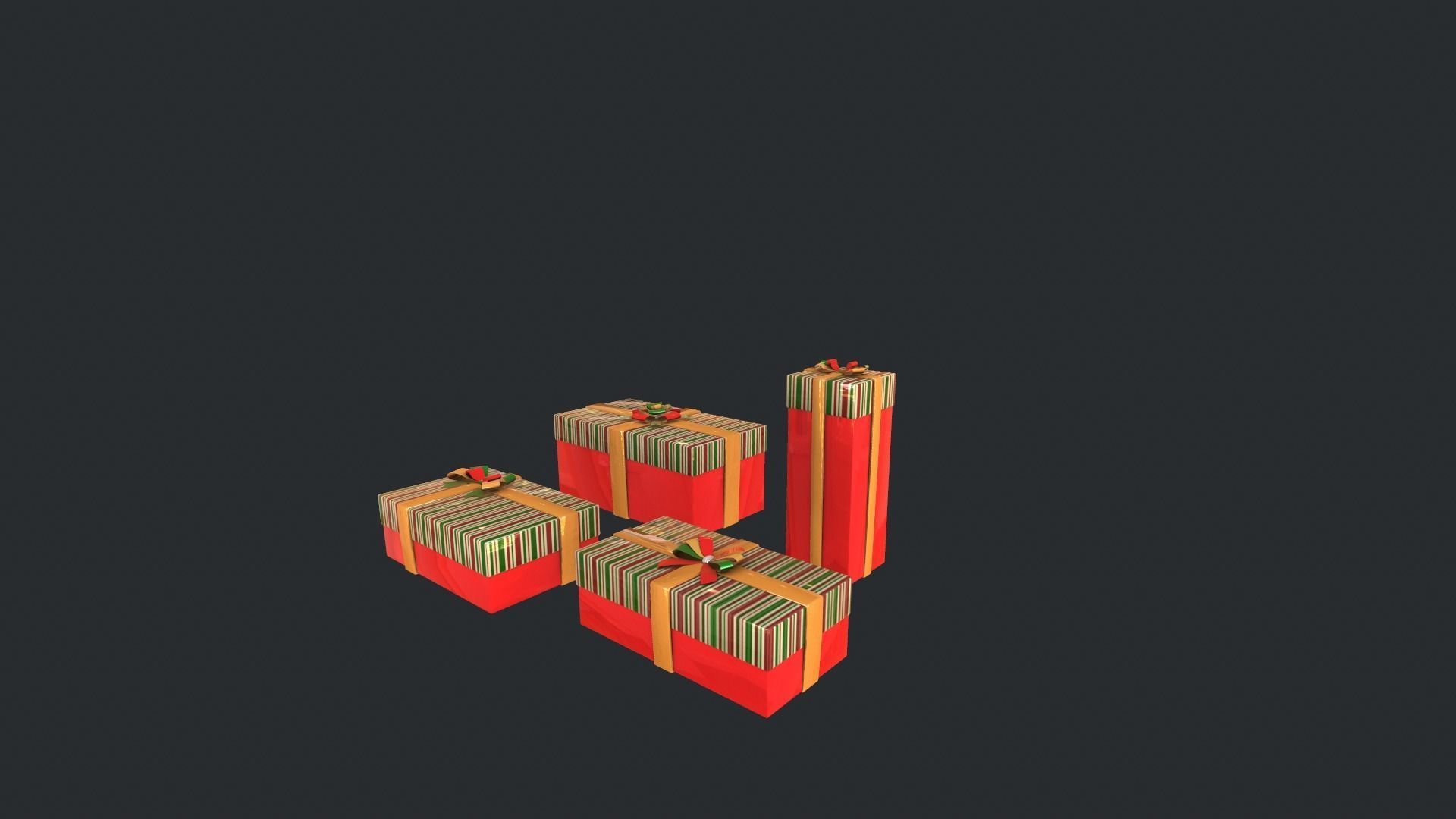 Gift boxes New Year pack 3D model_13