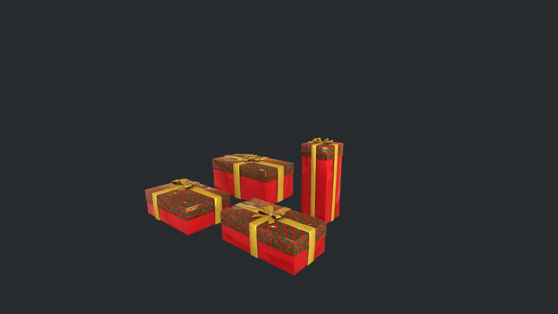 Gift boxes New Year pack 3D model_14