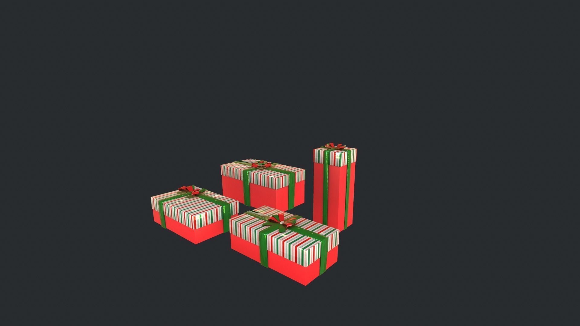 Gift boxes New Year pack 3D model_15
