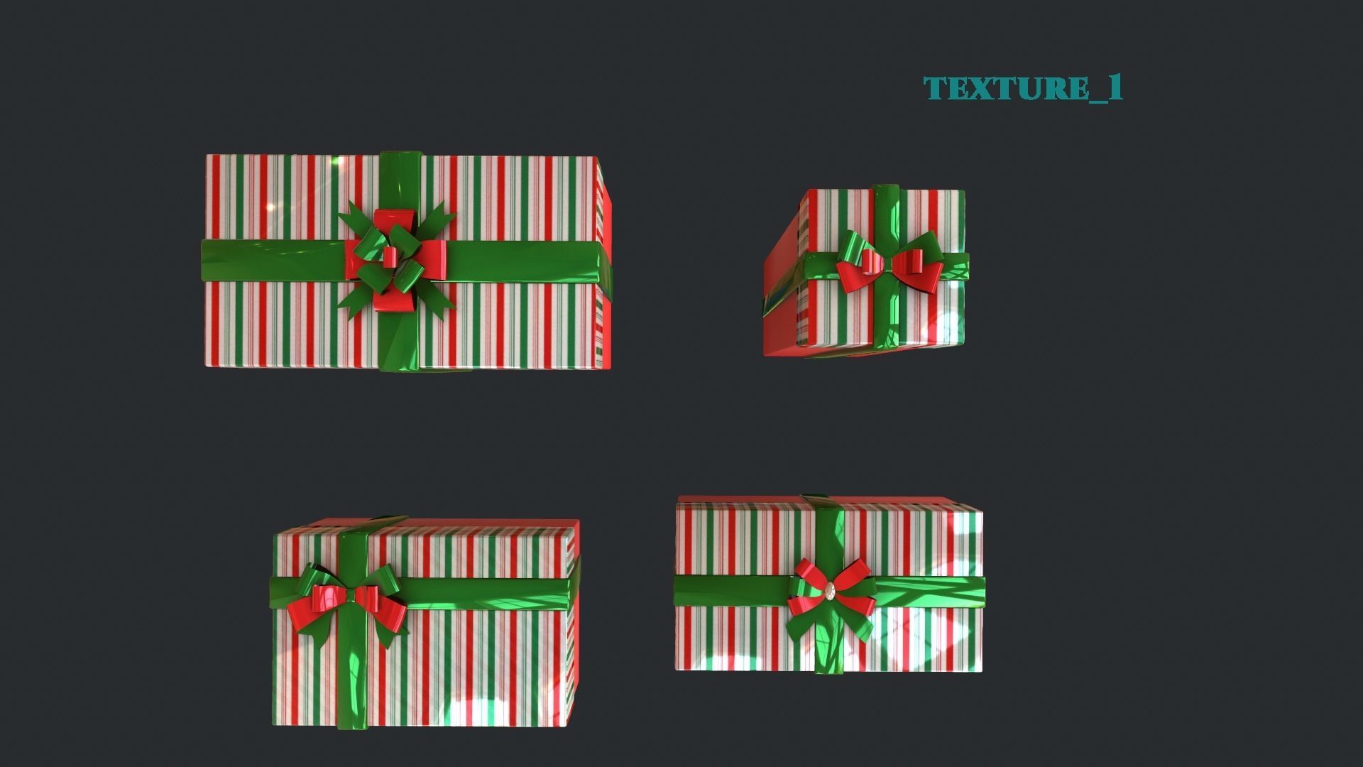 Gift boxes New Year pack 3D model_3
