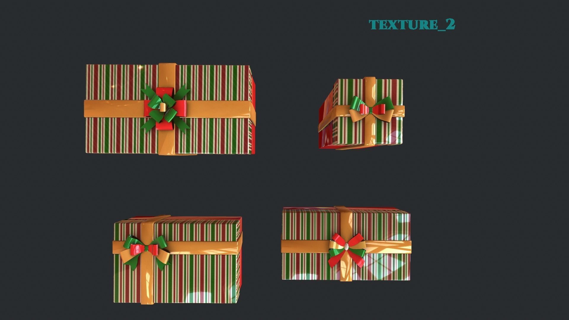 Gift boxes New Year pack 3D model_4