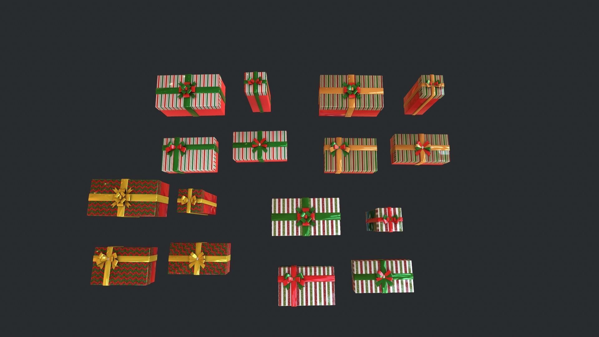 Gift boxes New Year pack 3D model_2