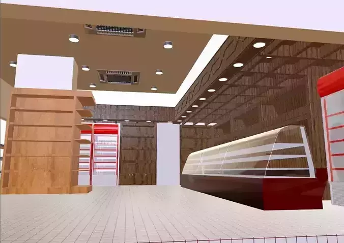 Restaurant Cafe and bakery shop interior Low-poly 3D model