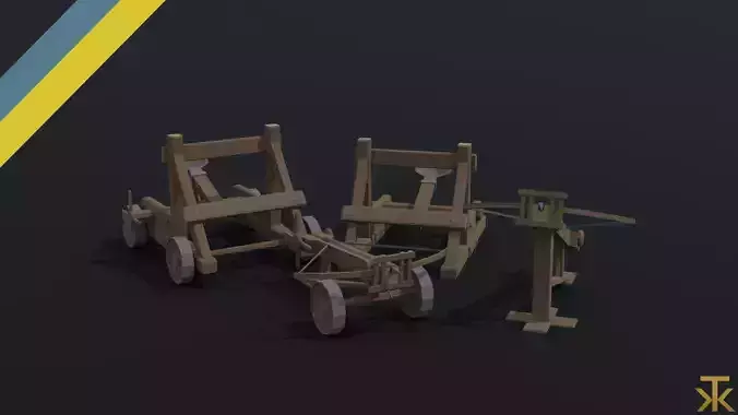 Cartoon siege engines Polygonal Style