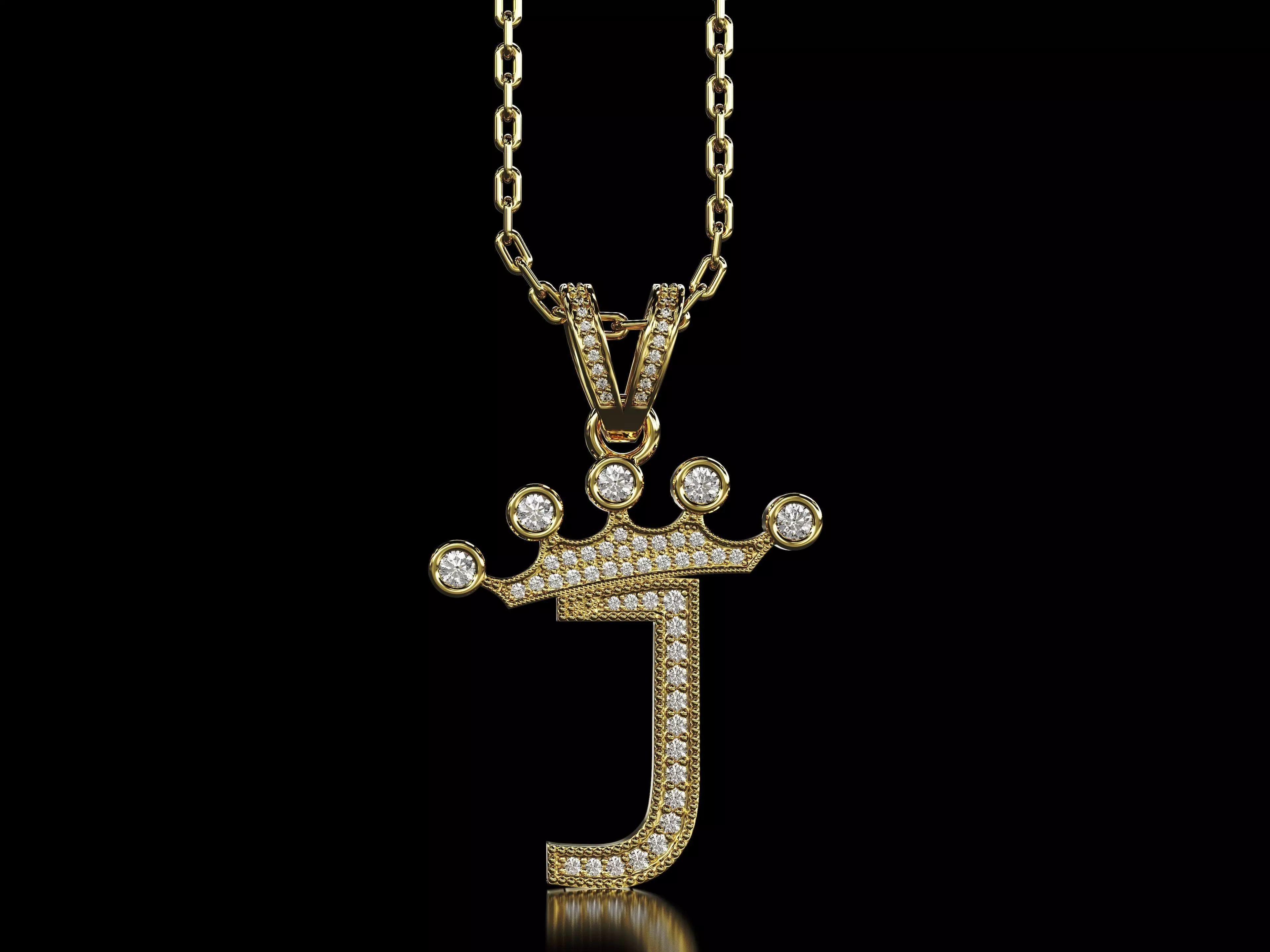 J letter pendant 3D print model_0