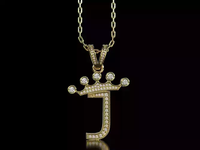 J letter pendant 3D print model