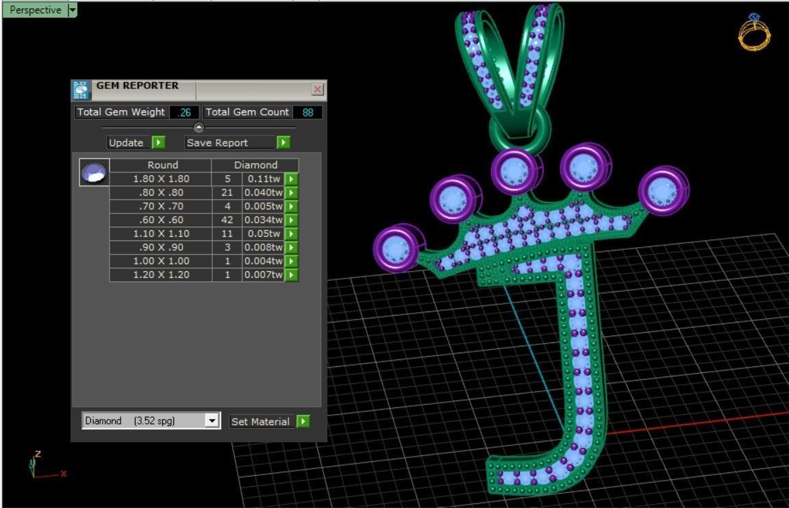 J letter pendant 3D print model_4