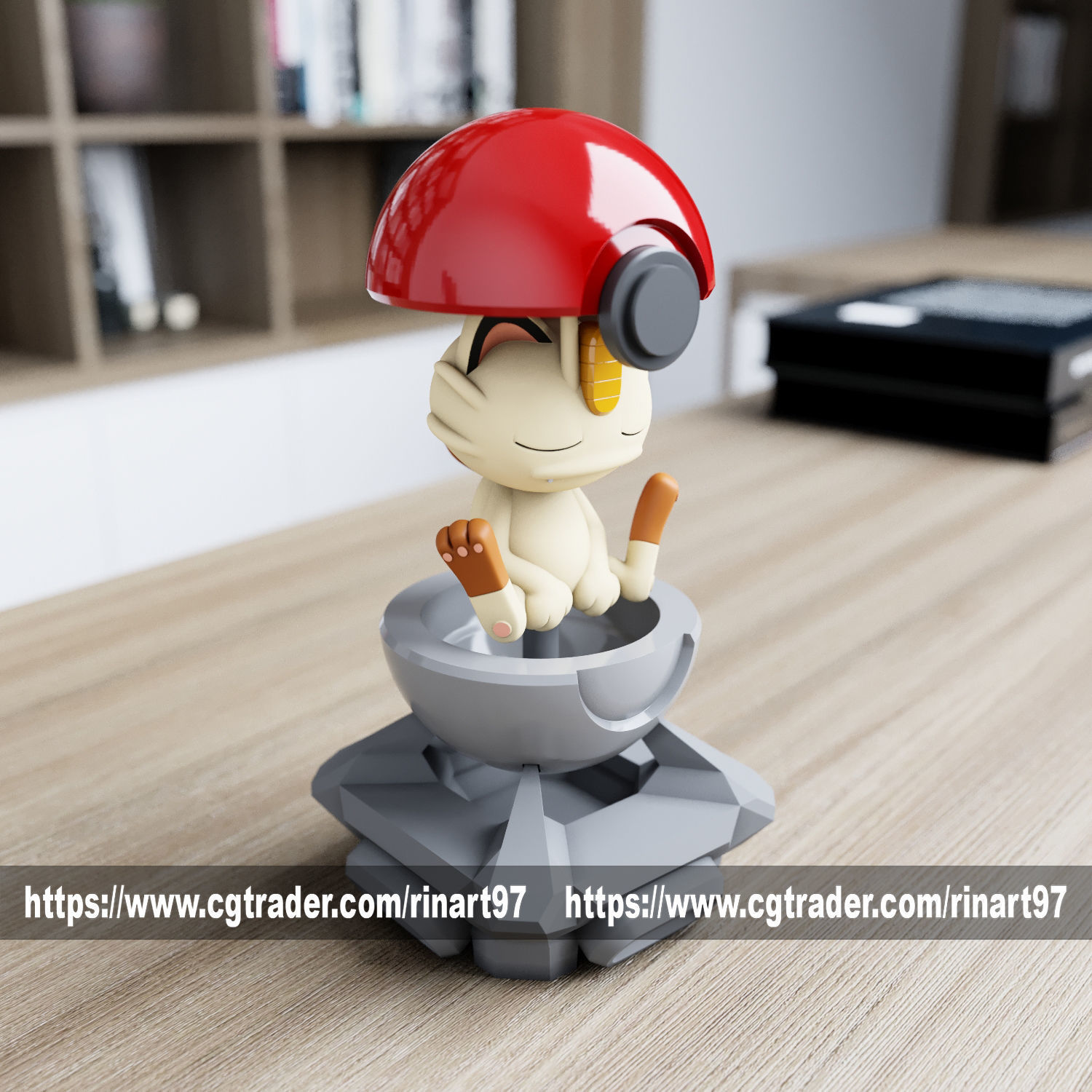 Meowth in the pokeball from pokemon 3D print model_9