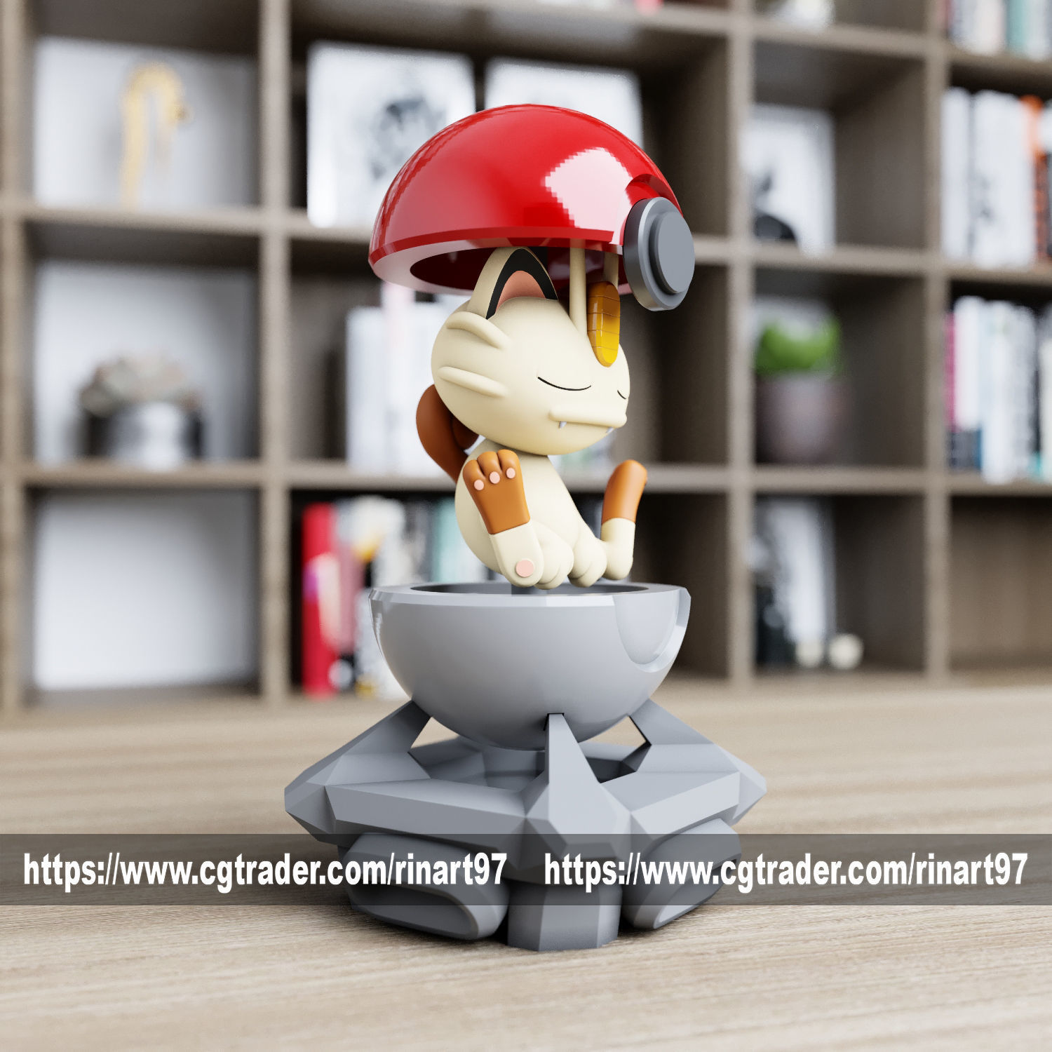 Meowth in the pokeball from pokemon 3D print model_2