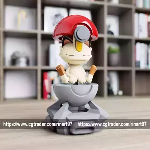 Meowth in the pokeball from pokemon