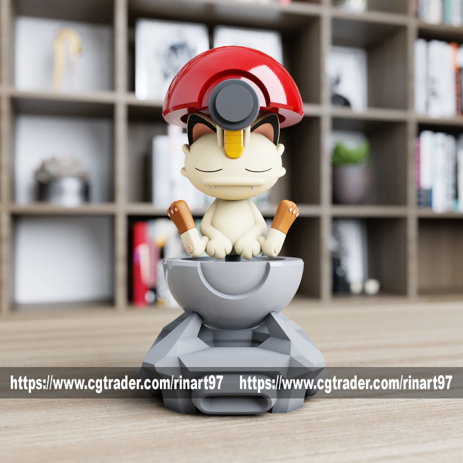 Meowth in the pokeball from pokemon 3D print model_4