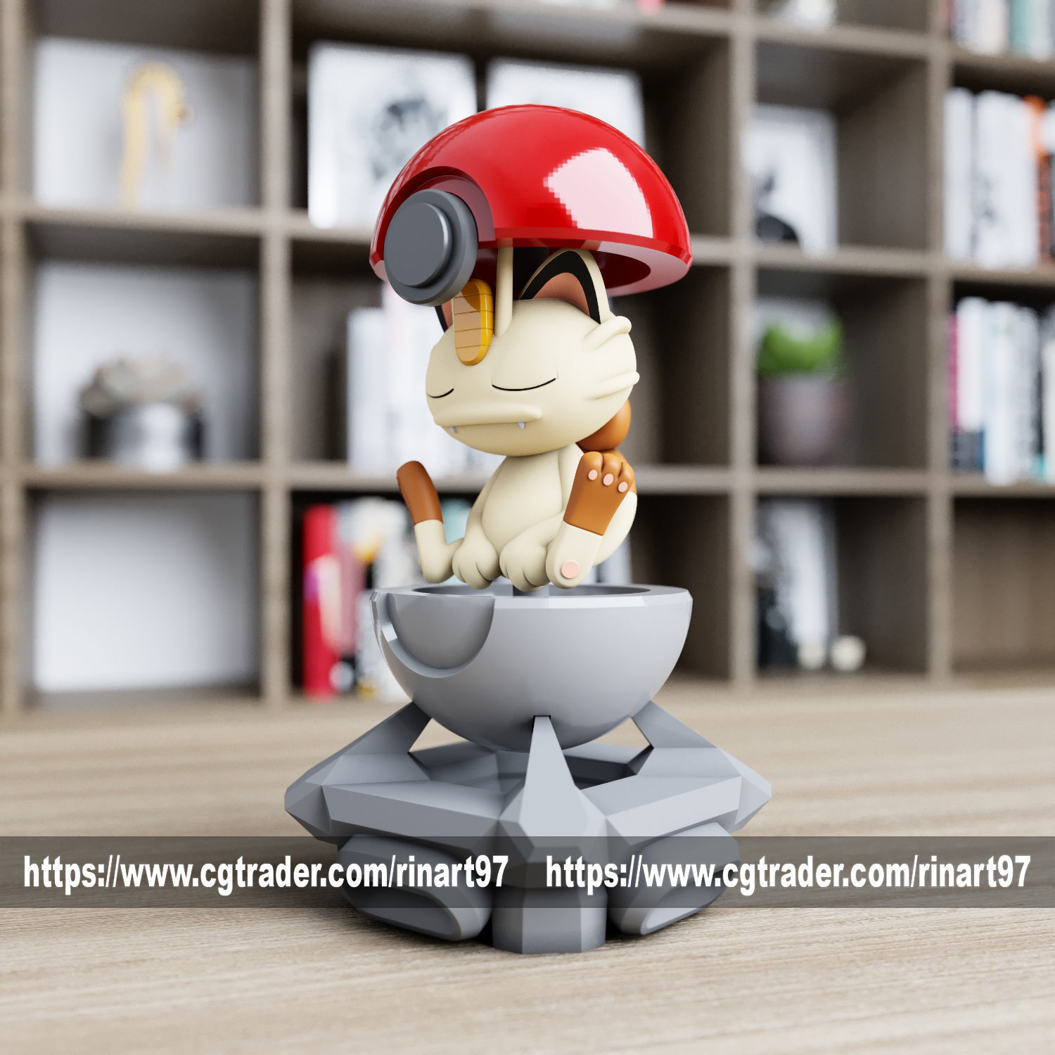 Meowth in the pokeball from pokemon 3D print model_6
