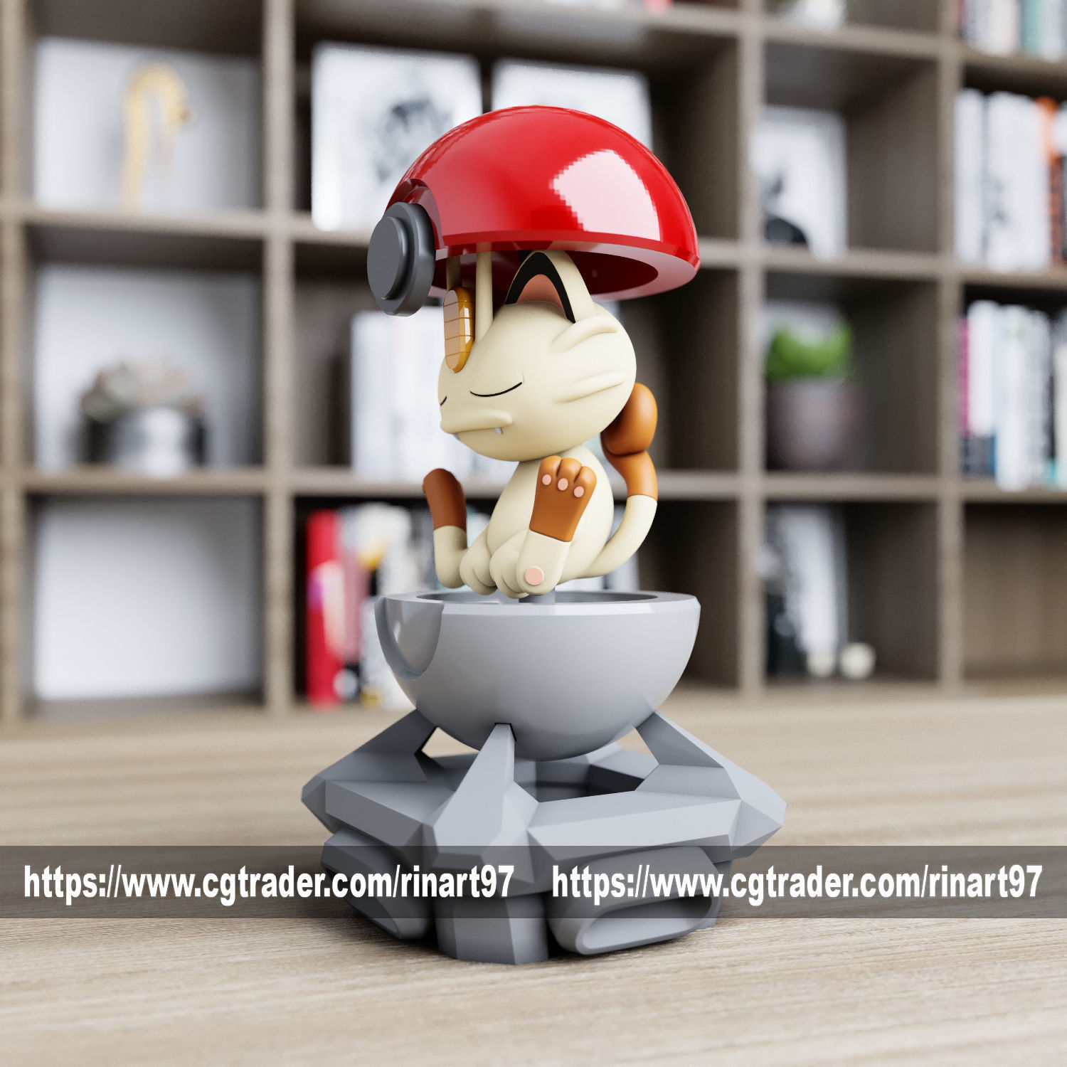 Meowth in the pokeball from pokemon 3D print model_7