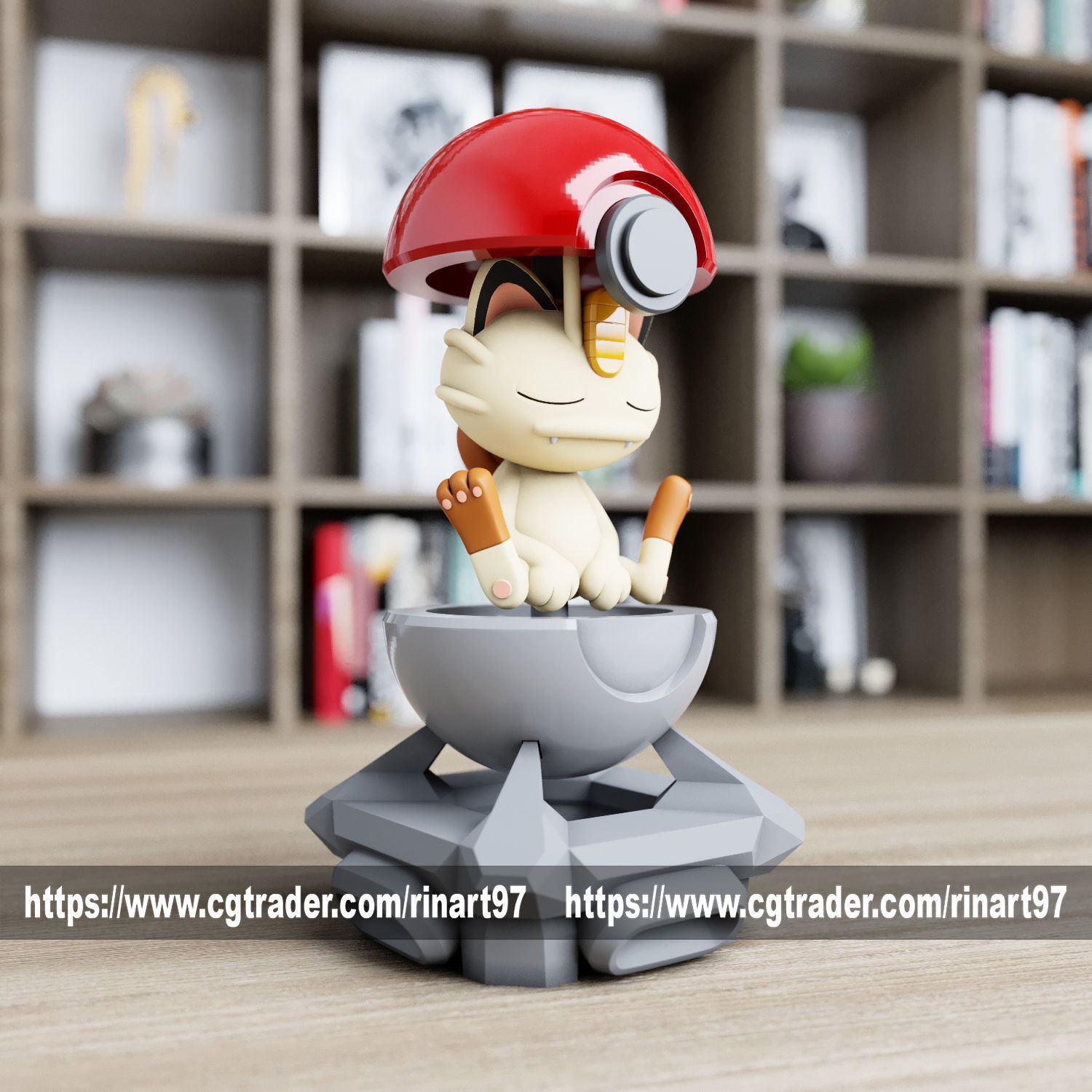 Meowth in the pokeball from pokemon 3D print model_1