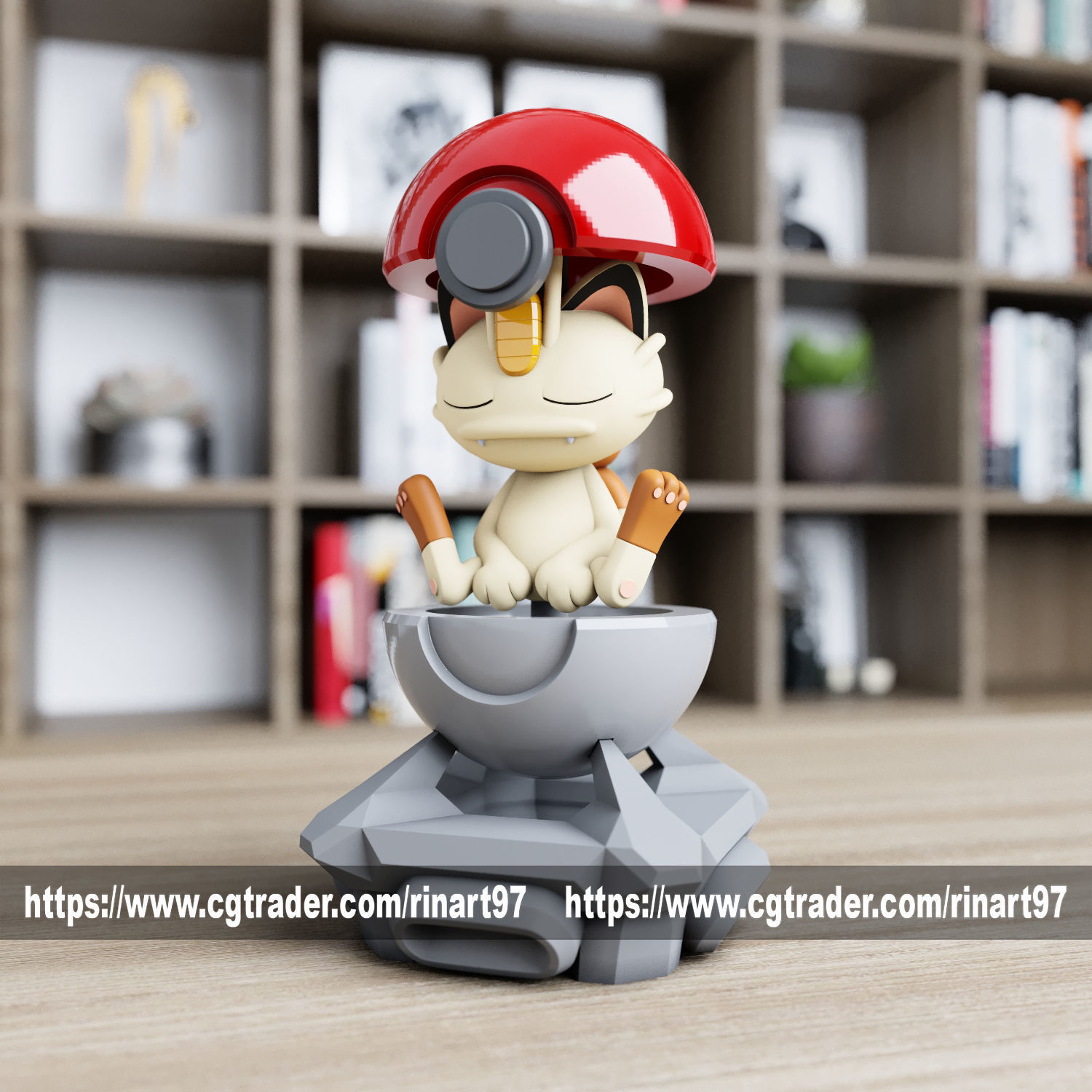 Meowth in the pokeball from pokemon 3D print model_5