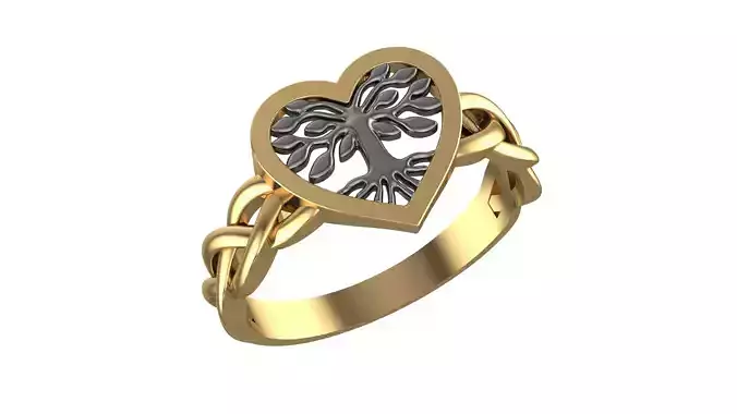 Tree of Life Heart Ring 3D print model