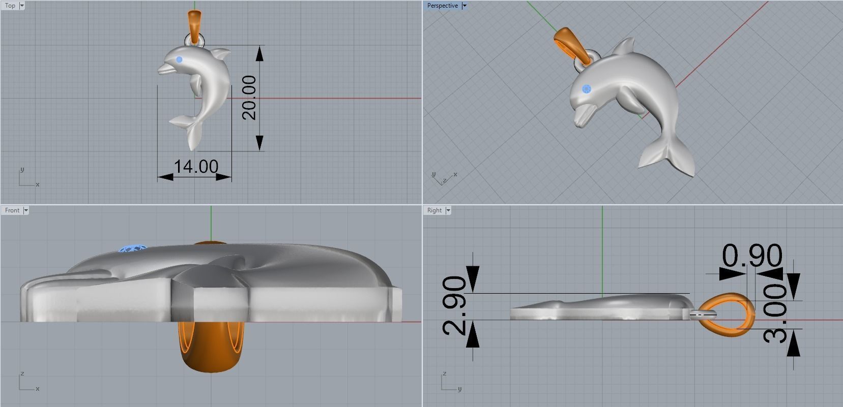 Pendant Dolphin 3D print model_4