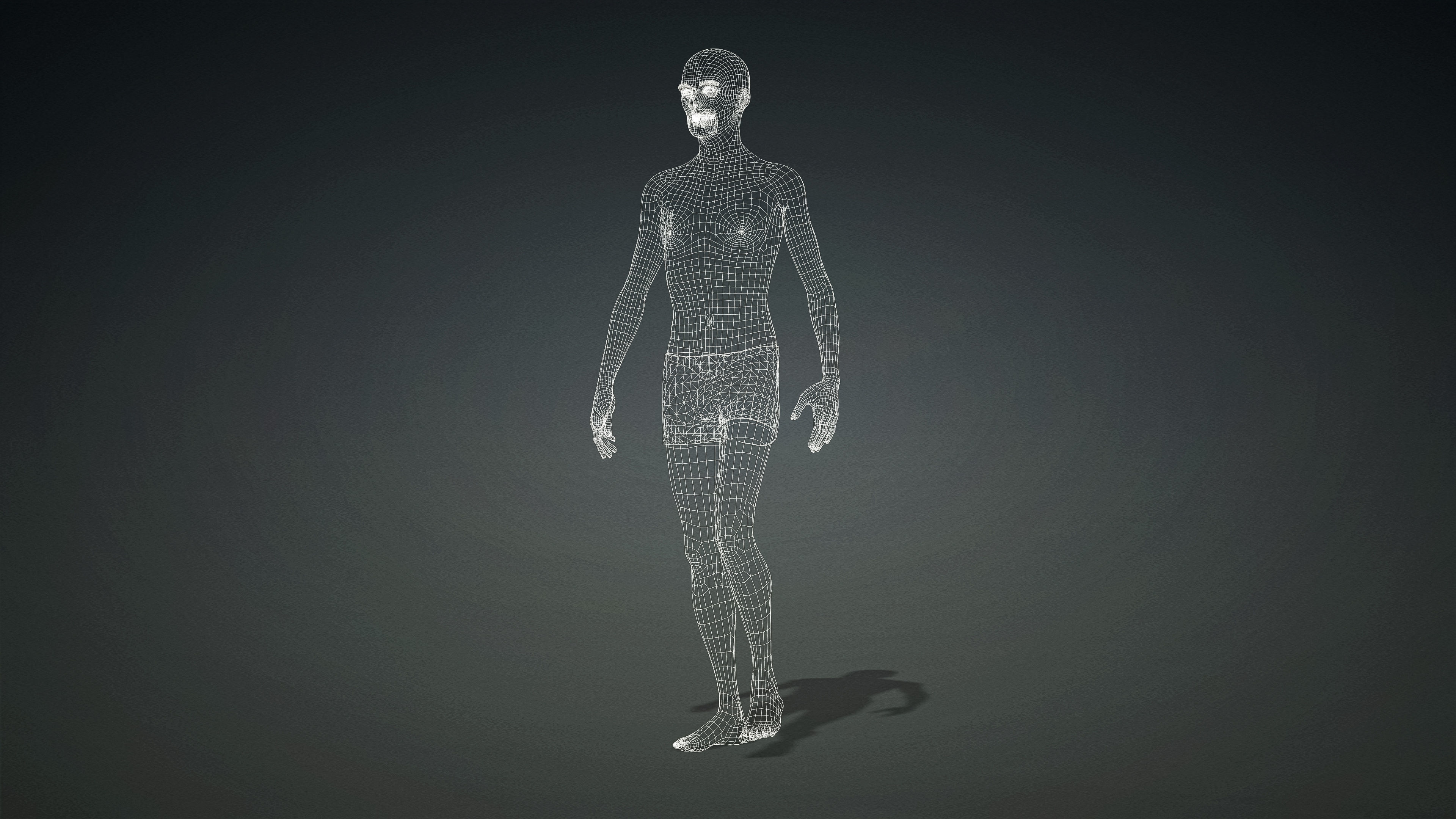 High Quality Realistic Male Base Mesh Skinny -Fully Rigged- Low-poly 3D model_24