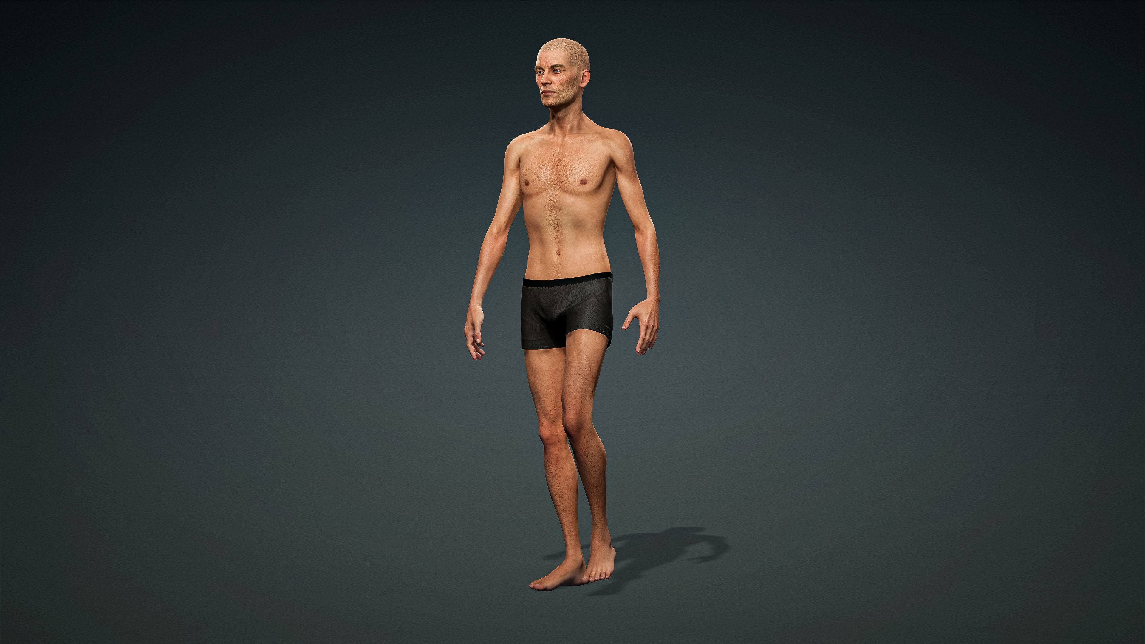 High Quality Realistic Male Base Mesh Skinny -Fully Rigged- Low-poly 3D model_4