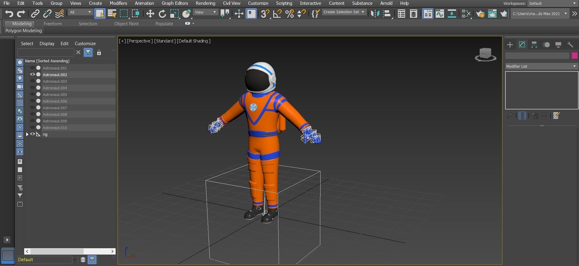 Cartoon characters astronauts Low-poly 3D model_16