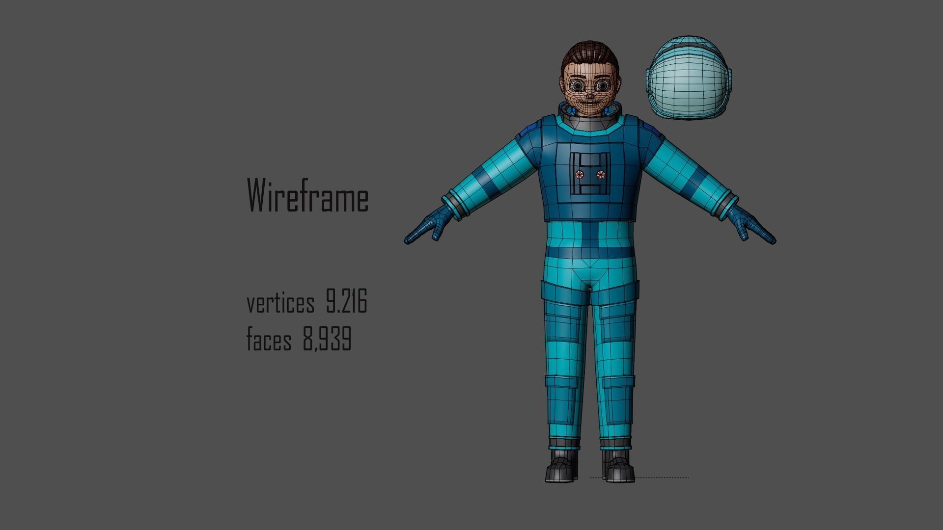 Cartoon characters astronauts Low-poly 3D model_10