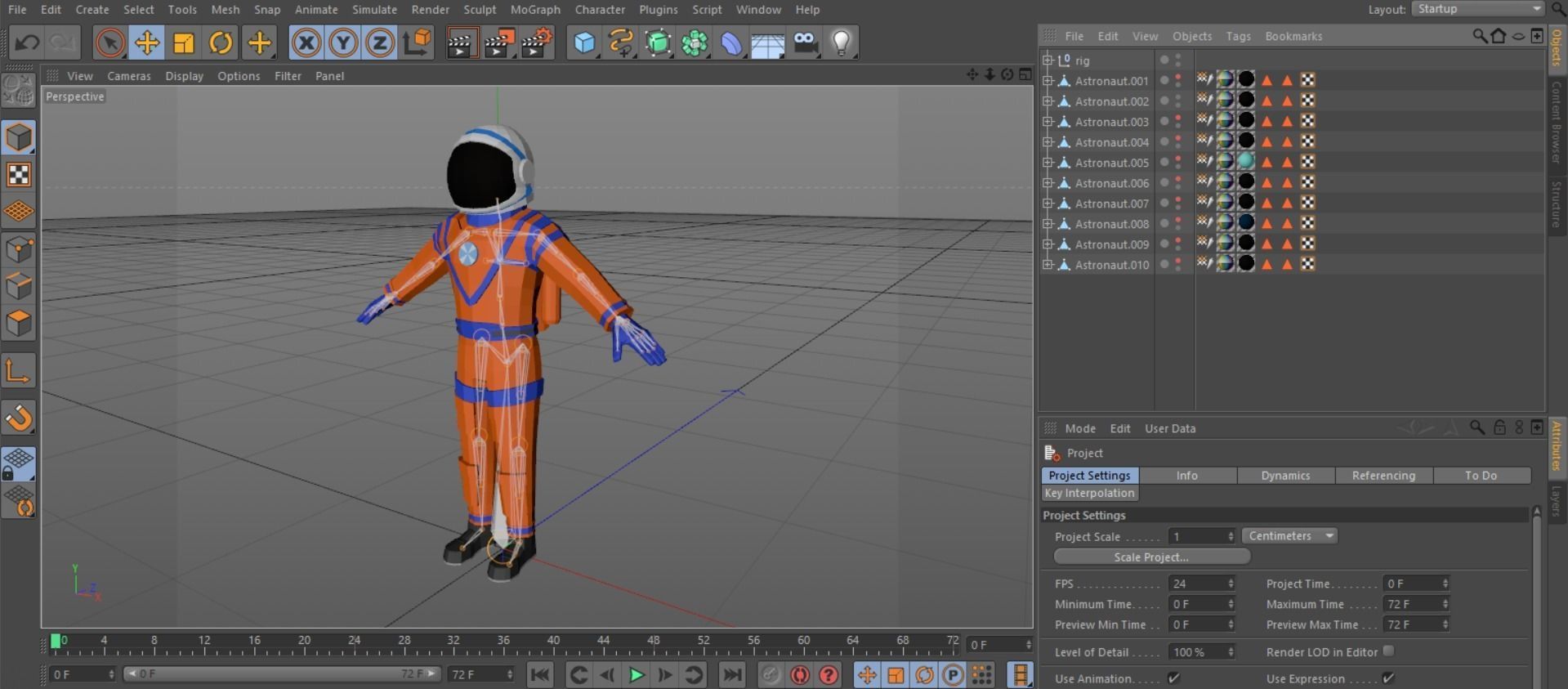 Cartoon characters astronauts Low-poly 3D model_15