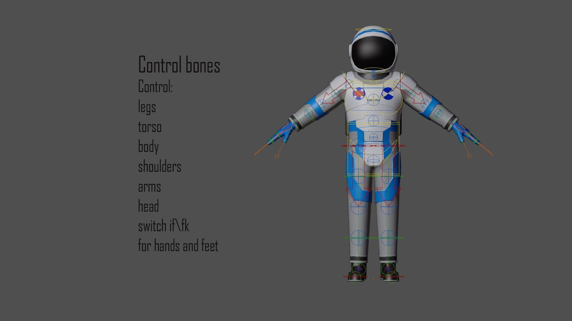 Cartoon characters astronauts Low-poly 3D model_11