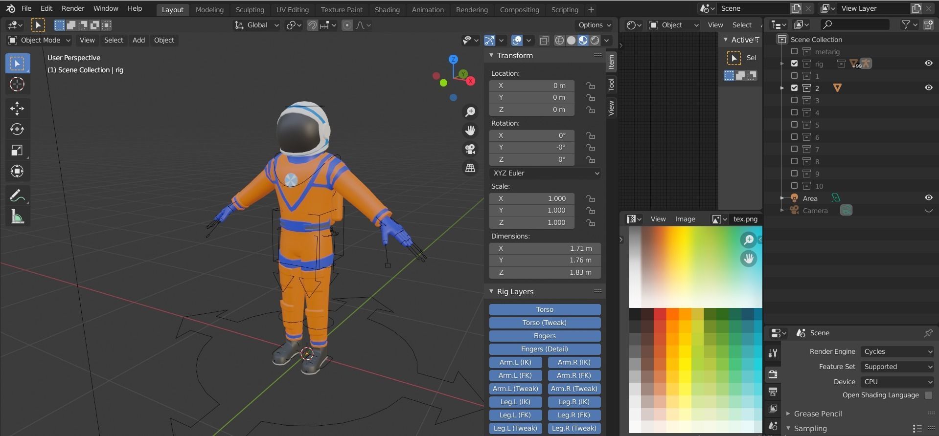 Cartoon characters astronauts Low-poly 3D model_13