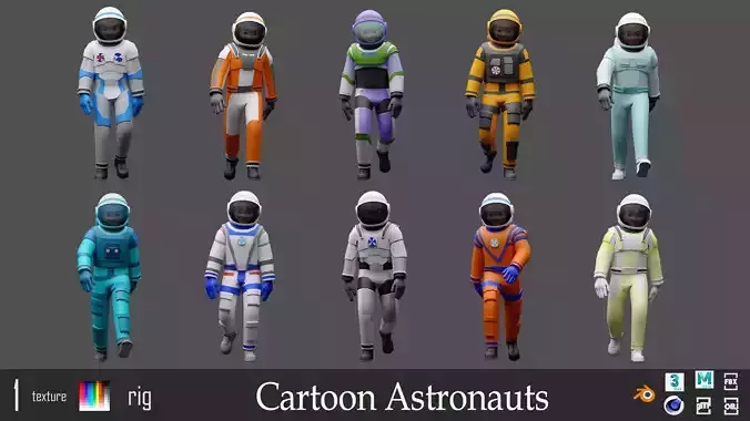 Cartoon characters astronauts