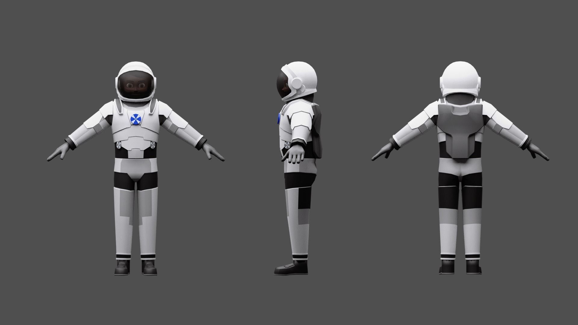 Cartoon characters astronauts Low-poly 3D model_9