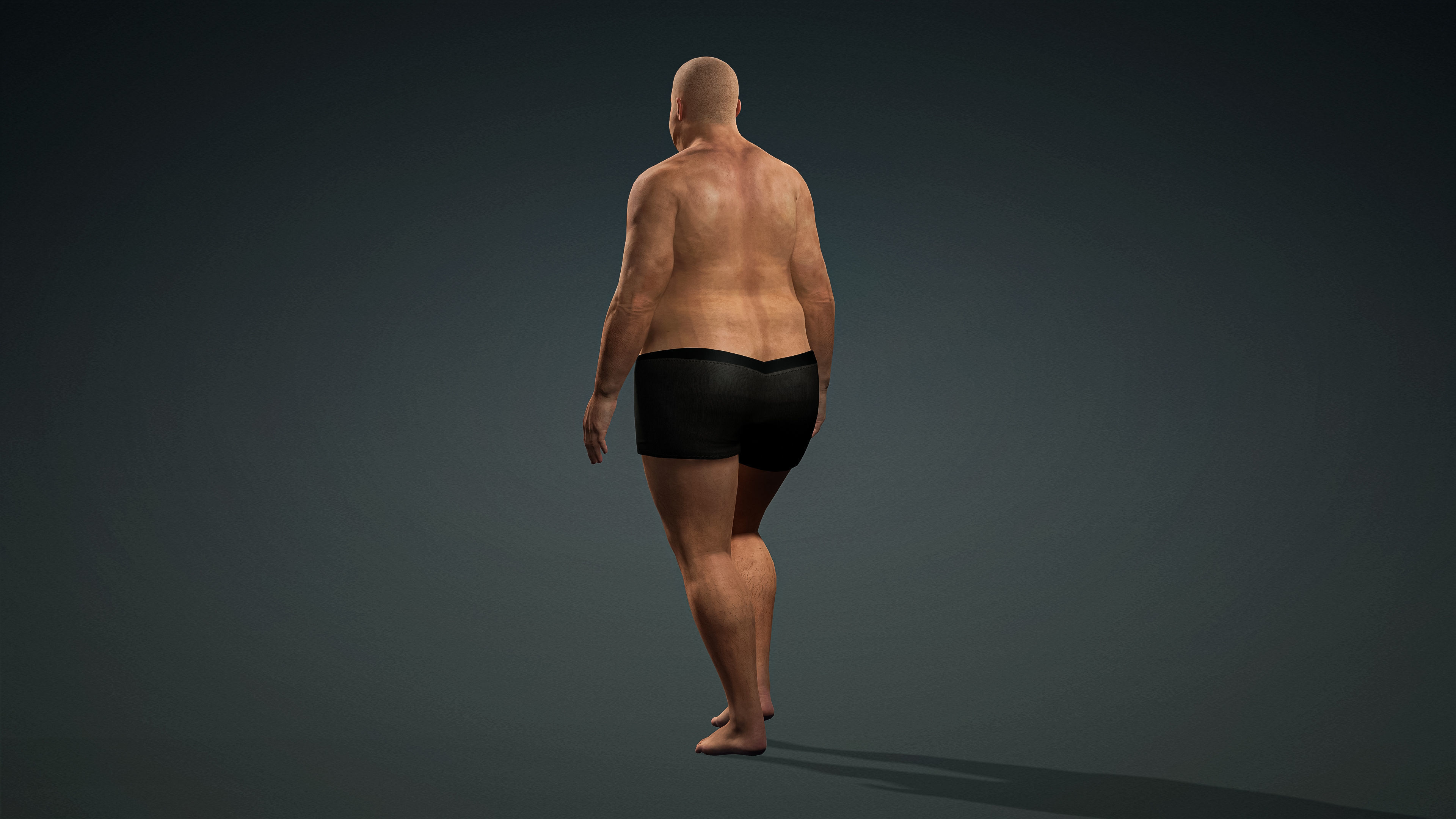 High Quality Realistic Male Base Mesh Overweight -Fully Rigged- Low-poly 3D model_8