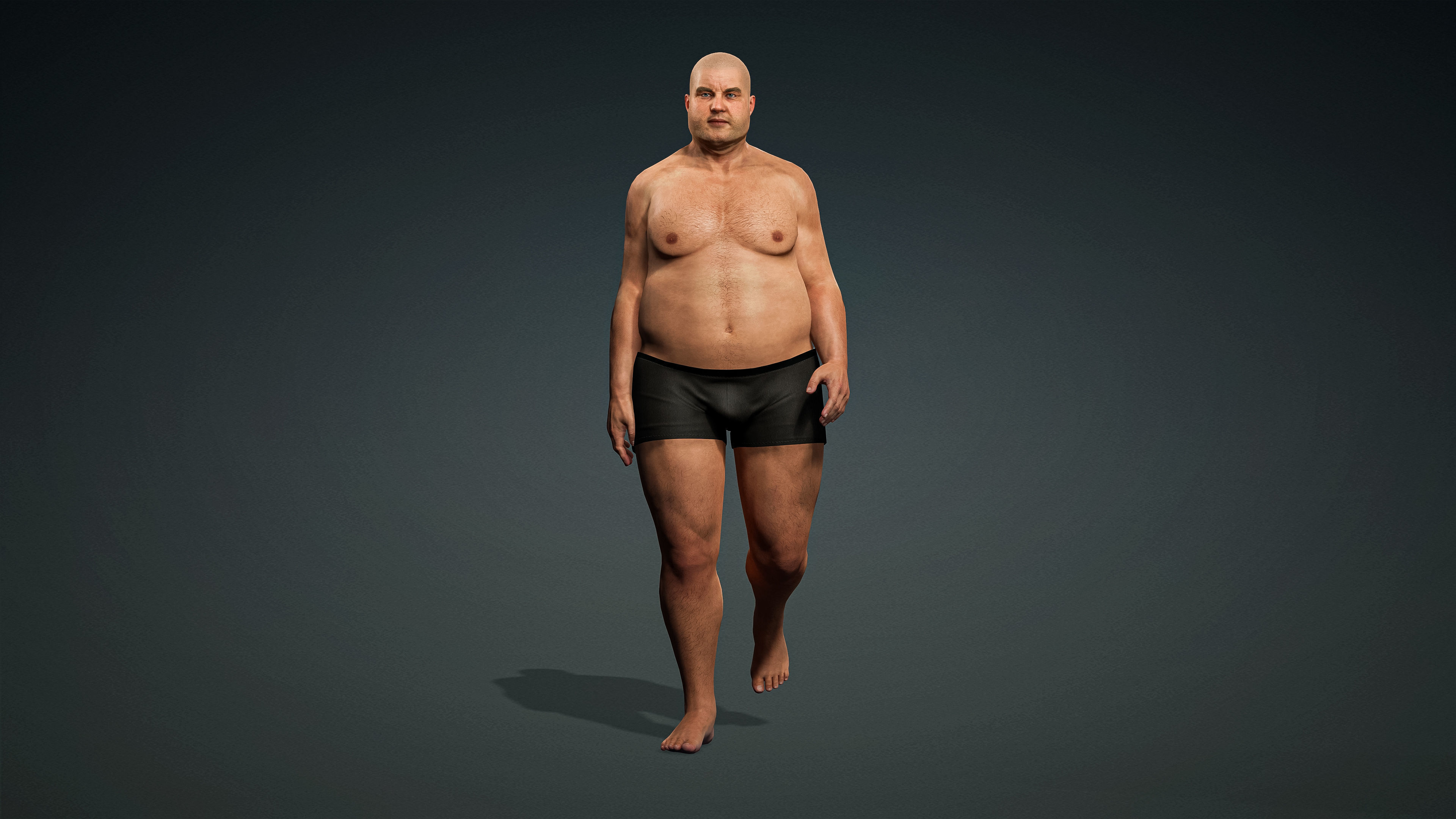 High Quality Realistic Male Base Mesh Overweight -Fully Rigged- Low-poly 3D model_3