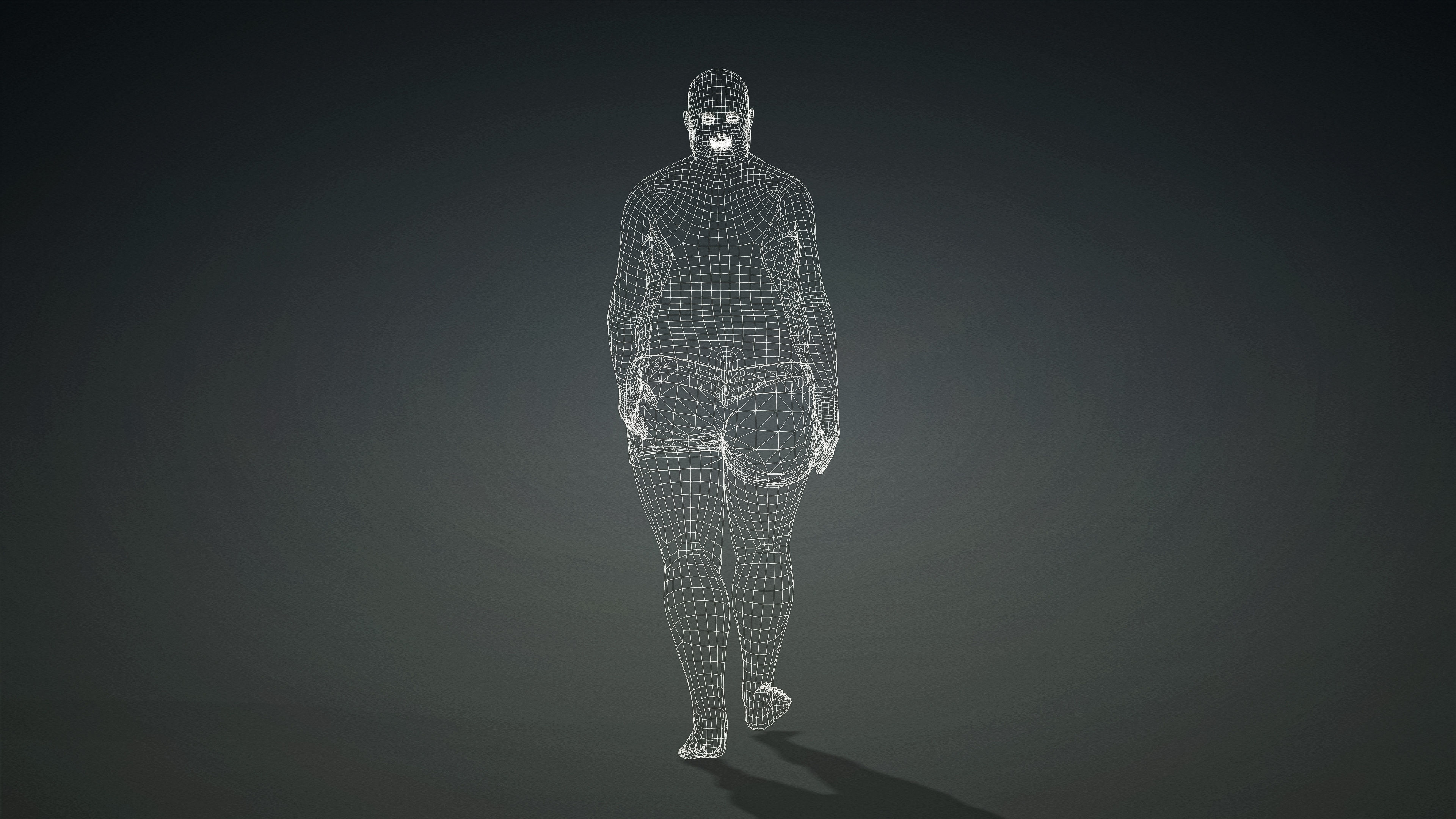 High Quality Realistic Male Base Mesh Overweight -Fully Rigged- Low-poly 3D model_29