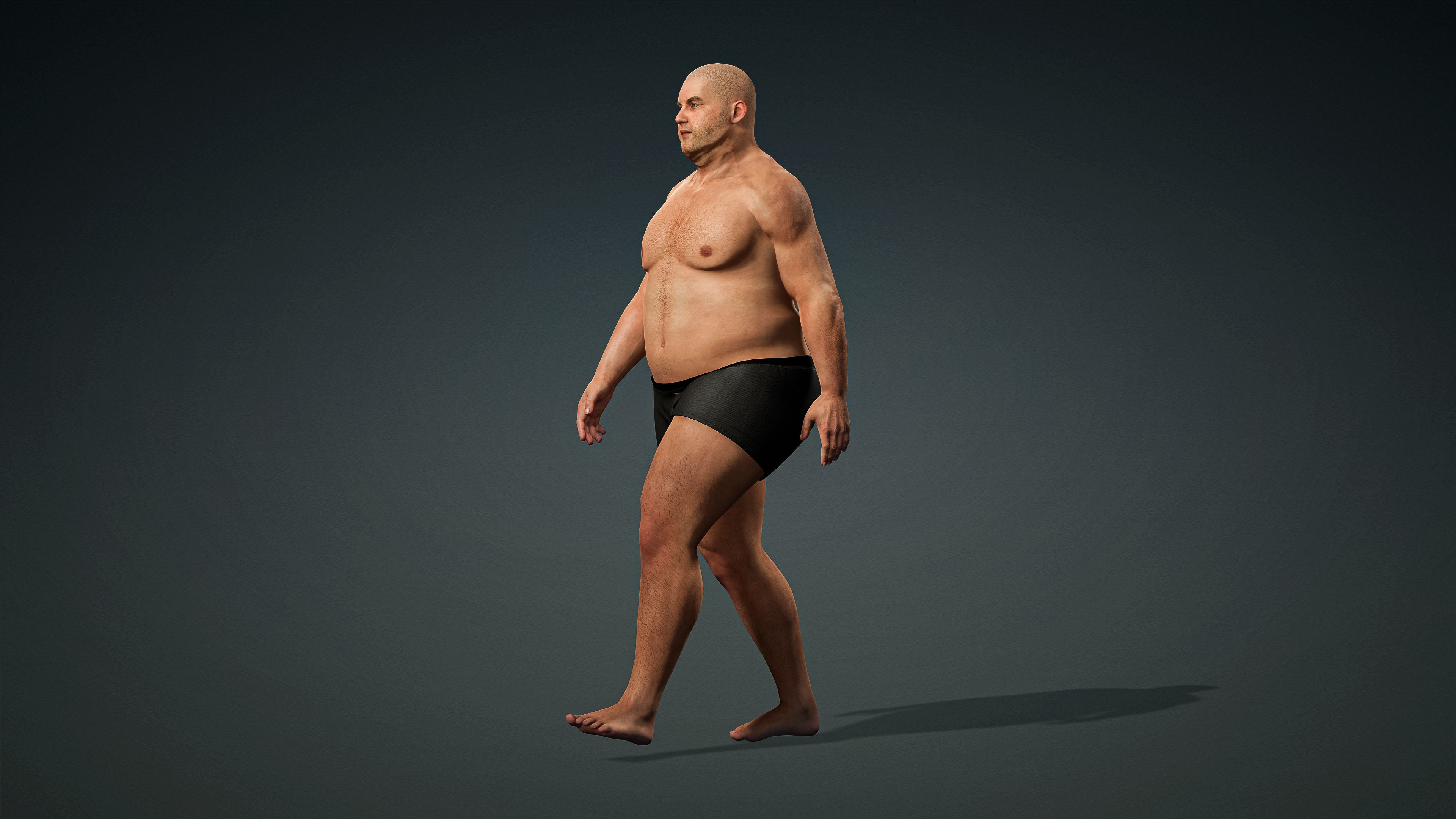 High Quality Realistic Male Base Mesh Overweight -Fully Rigged- Low-poly 3D model_5