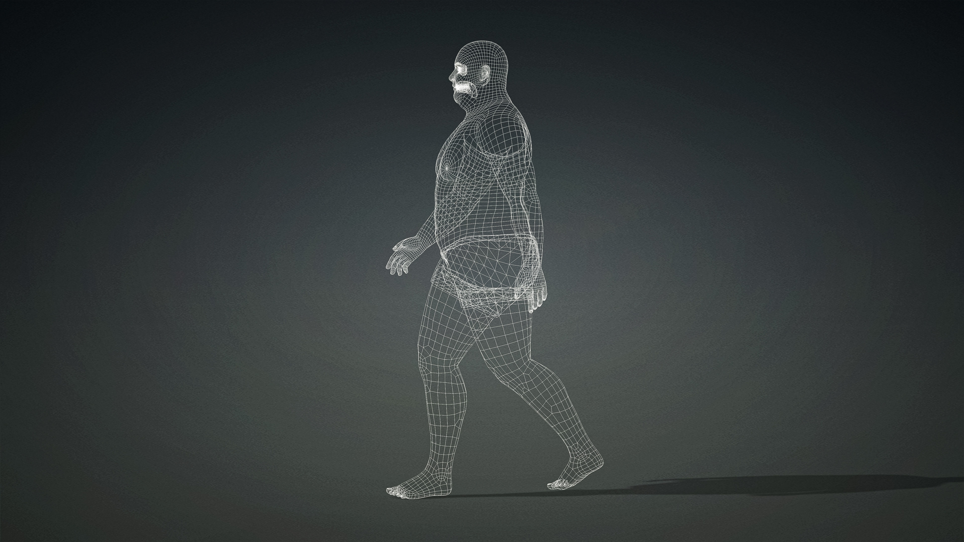 High Quality Realistic Male Base Mesh Overweight -Fully Rigged- Low-poly 3D model_26