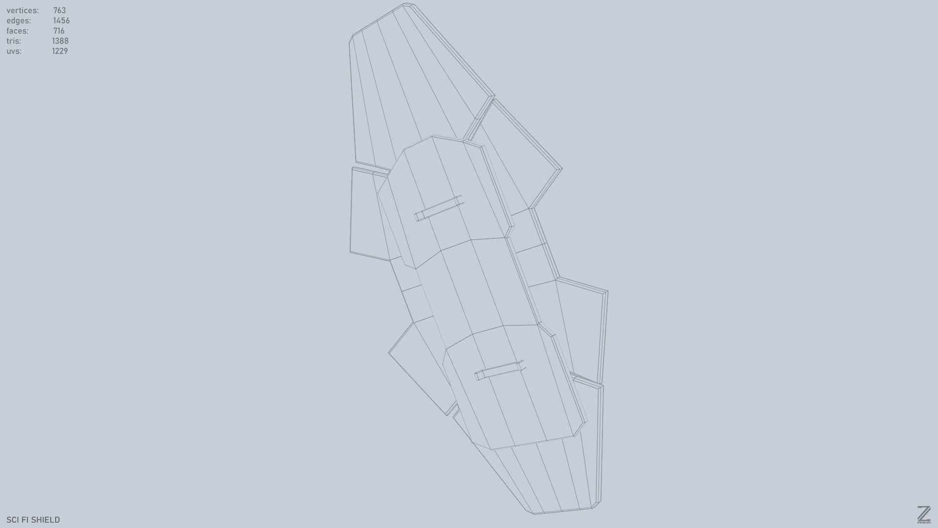 Sci fi shield Low-poly 3D model_14