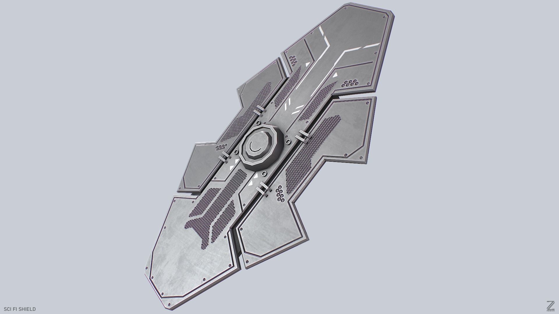 Sci fi shield Low-poly 3D model_4