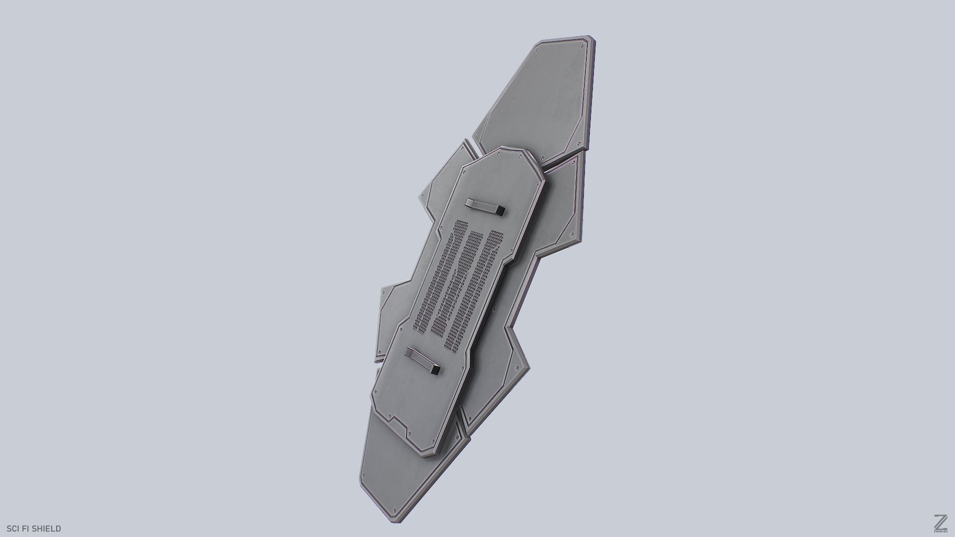 Sci fi shield Low-poly 3D model_6