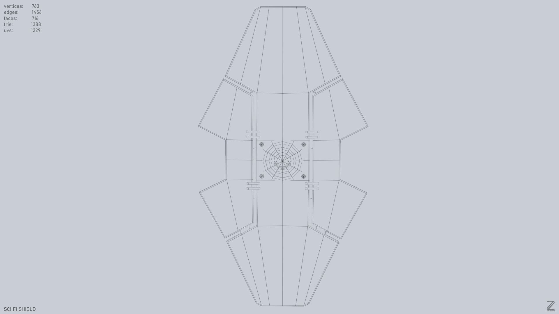 Sci fi shield Low-poly 3D model_9