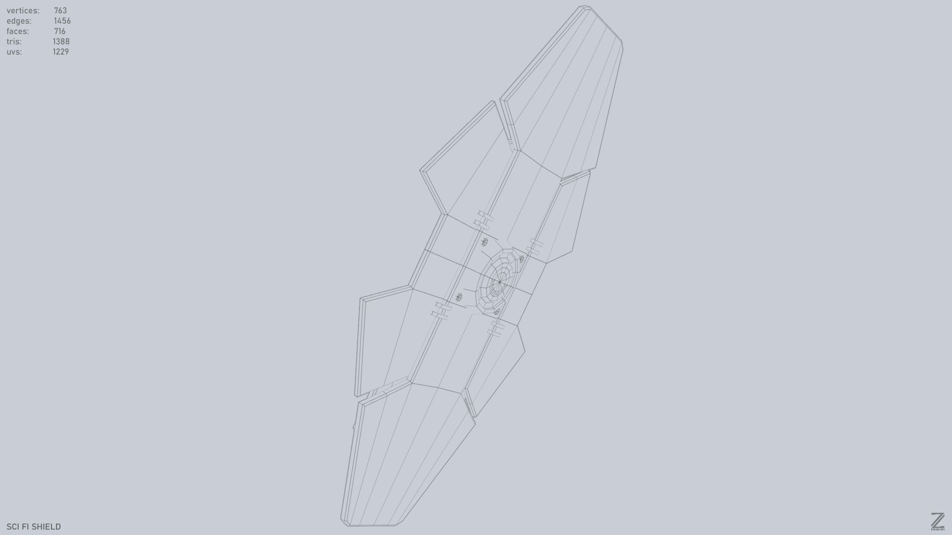 Sci fi shield Low-poly 3D model_15