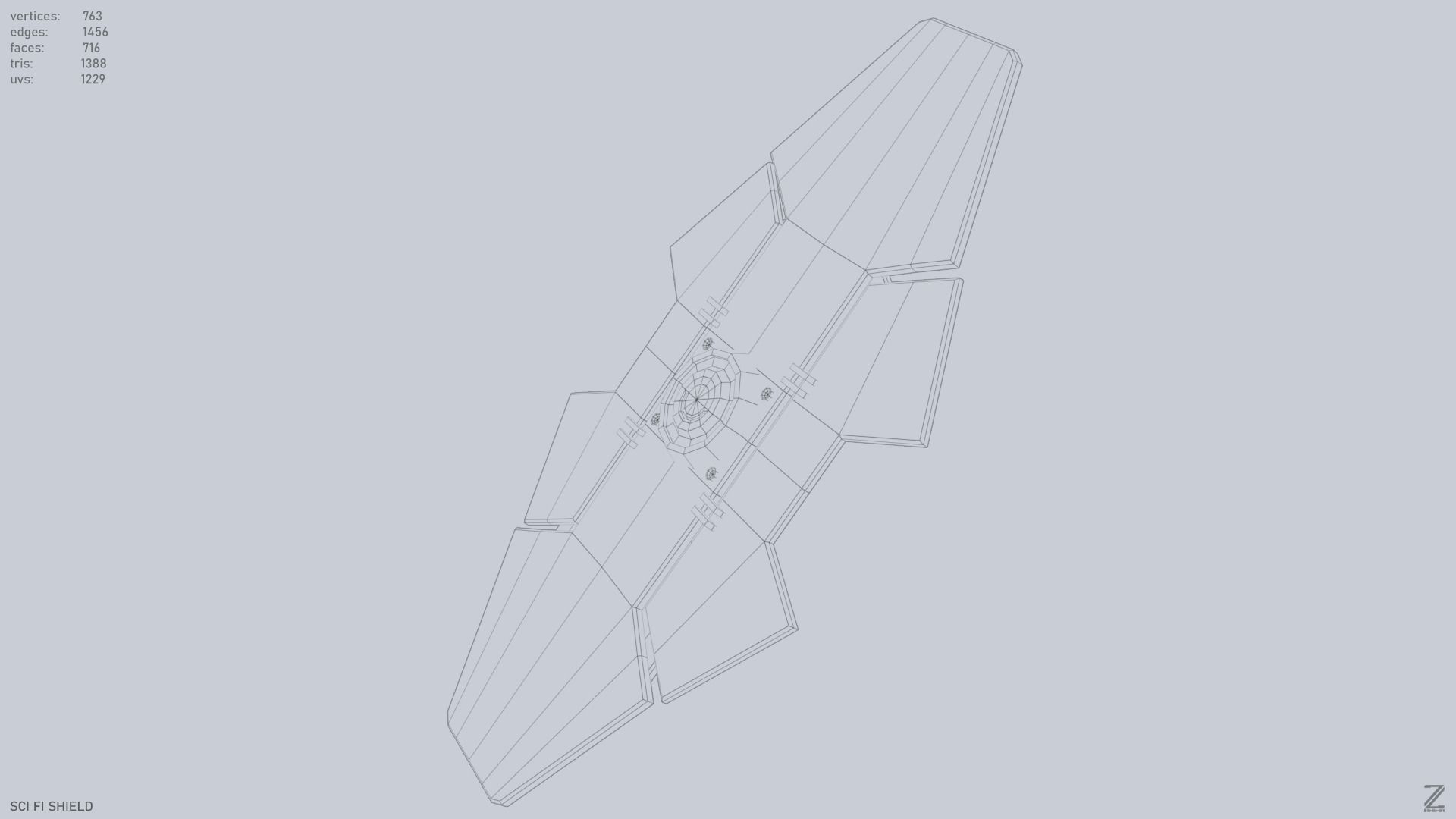 Sci fi shield Low-poly 3D model_11