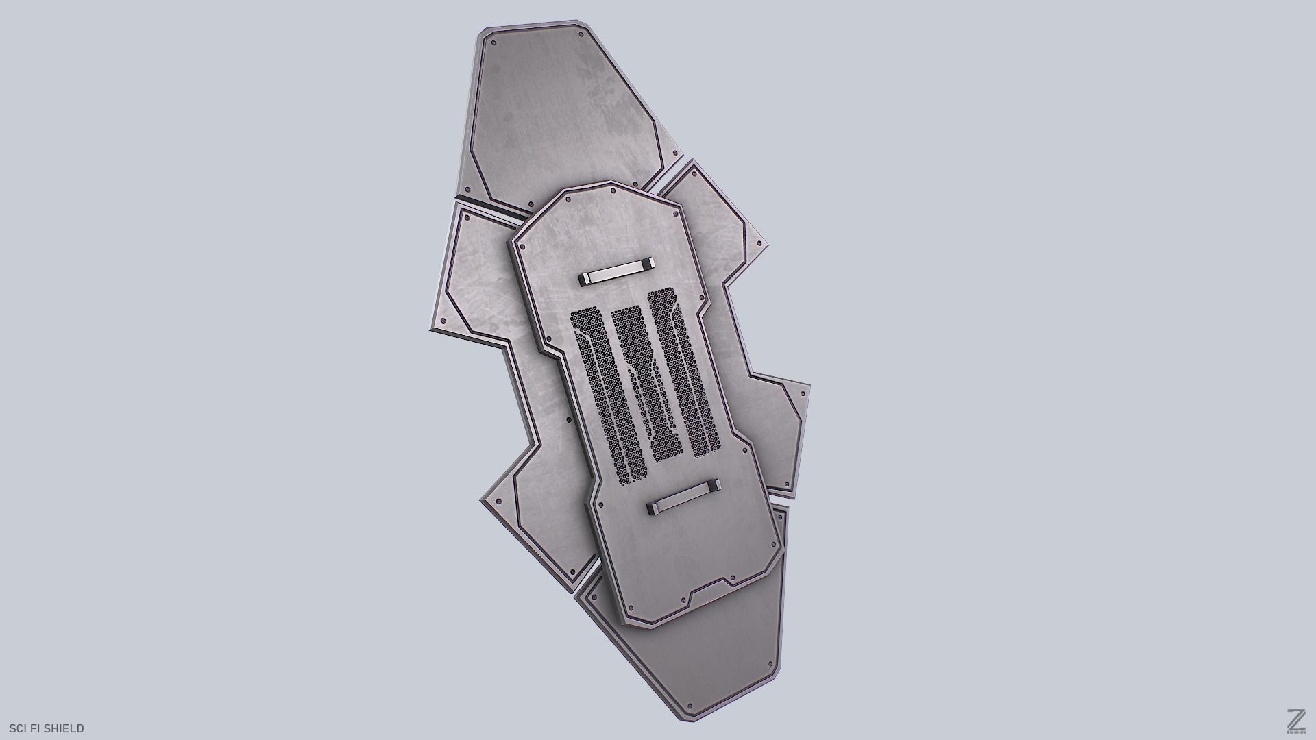 Sci fi shield Low-poly 3D model_5