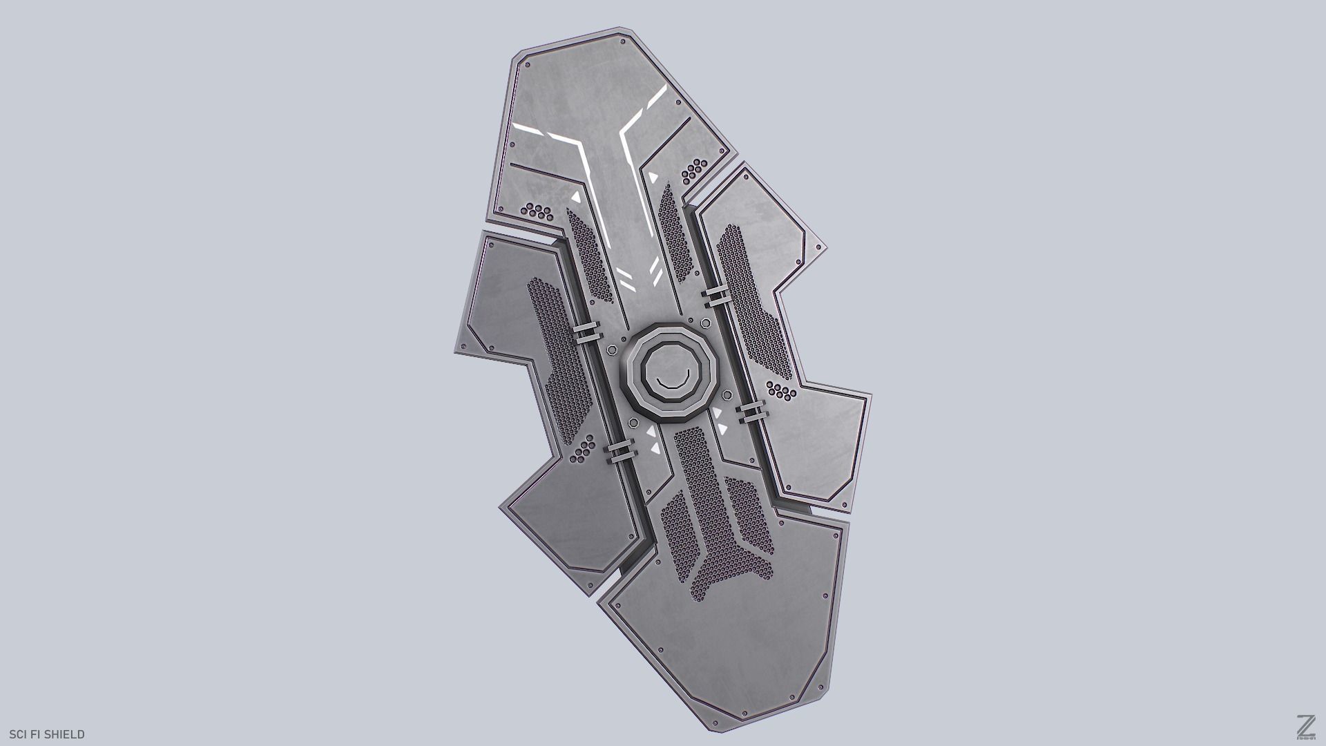 Sci fi shield Low-poly 3D model_8